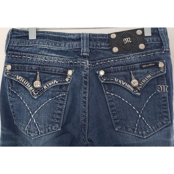 Miss Me Women's Boot Cut Jeans Blue Pockets Embroidered Low Rise Denim 28 - Picture 3 of 9